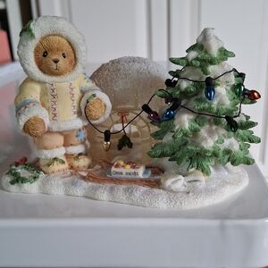 Cherished Teddies Bear Figurine with Christmas Tree